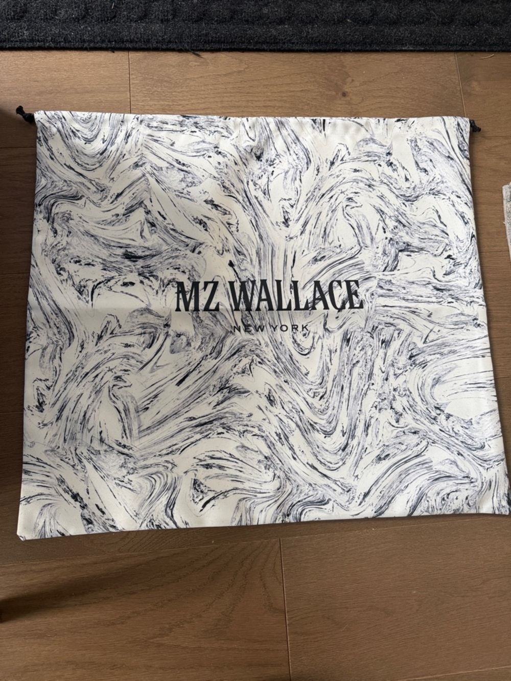 MZ Wallace White Dust Bag with Navy Marble Swirl Print